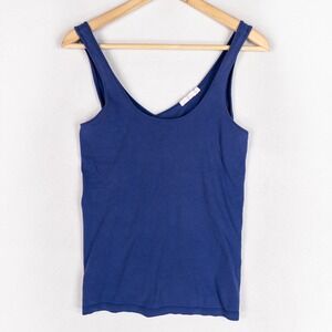 Fru Fru Womens Tank Top Medium Blue Crossover Wrap Back Scoop Neck Casual